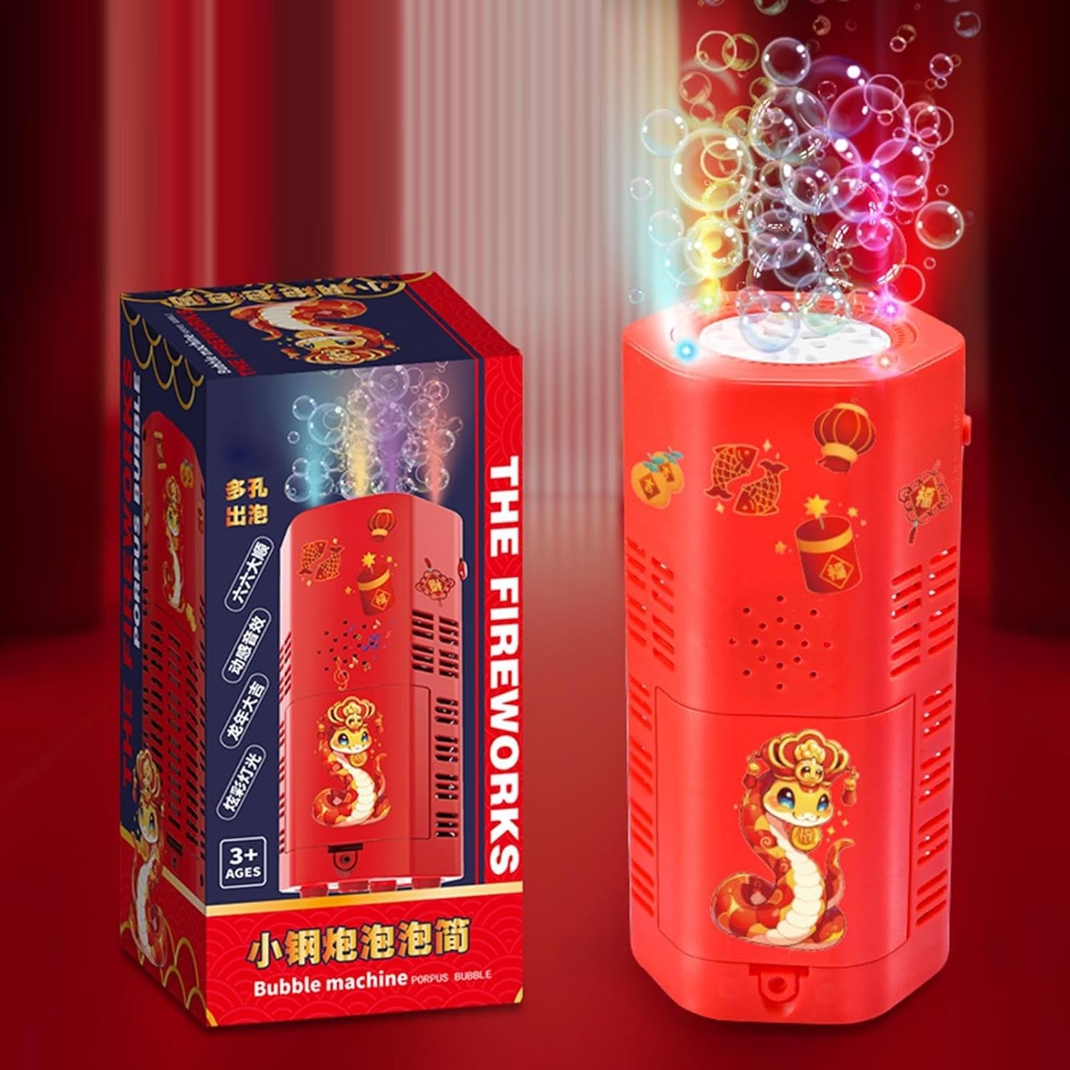 10 Hole Firework Bubble Machine with Lights Portable Toy