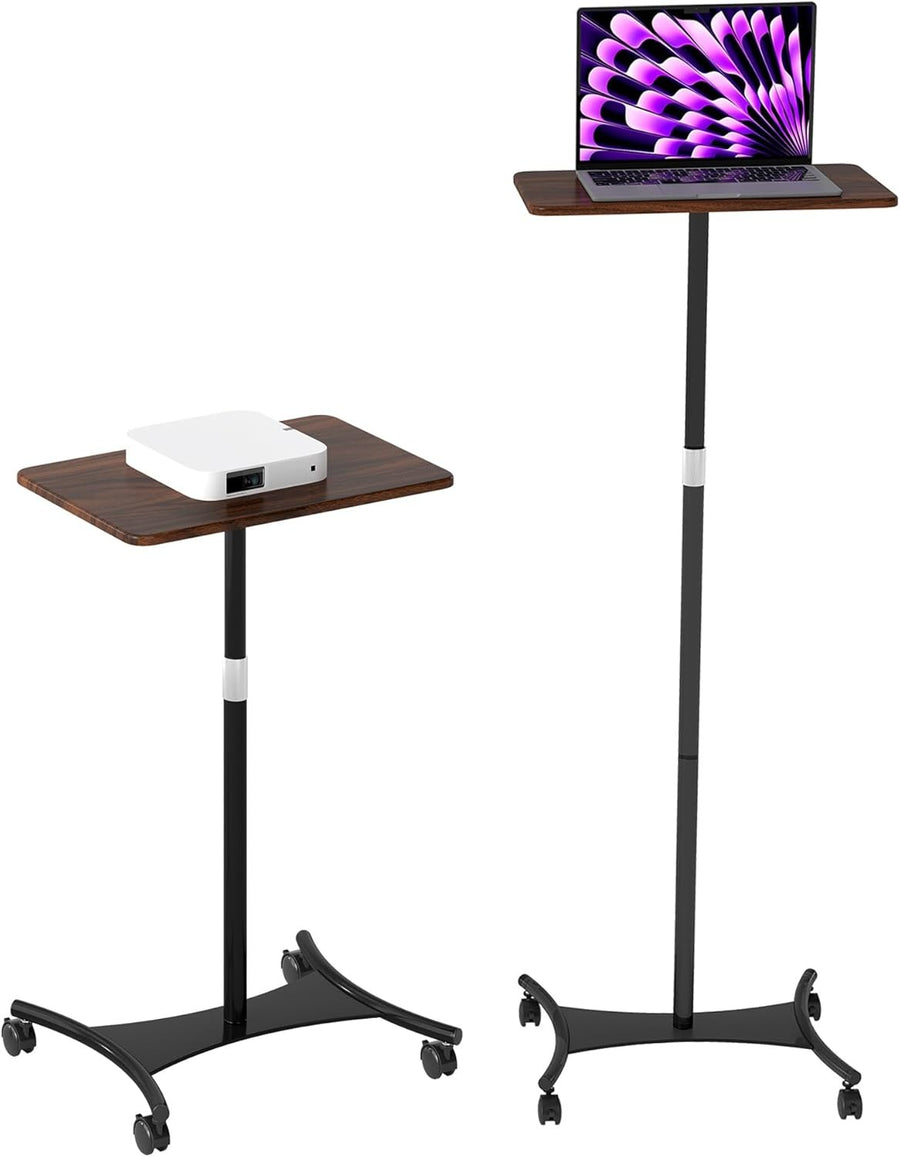 Mobile Standing Desk Height Adjustable Laptop Table with Wheels Black