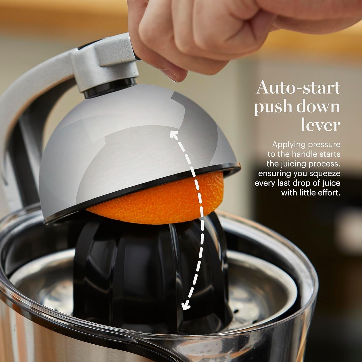 Electric Citrus Juicer Stainless Steel Dual Cones 100W Easy Press