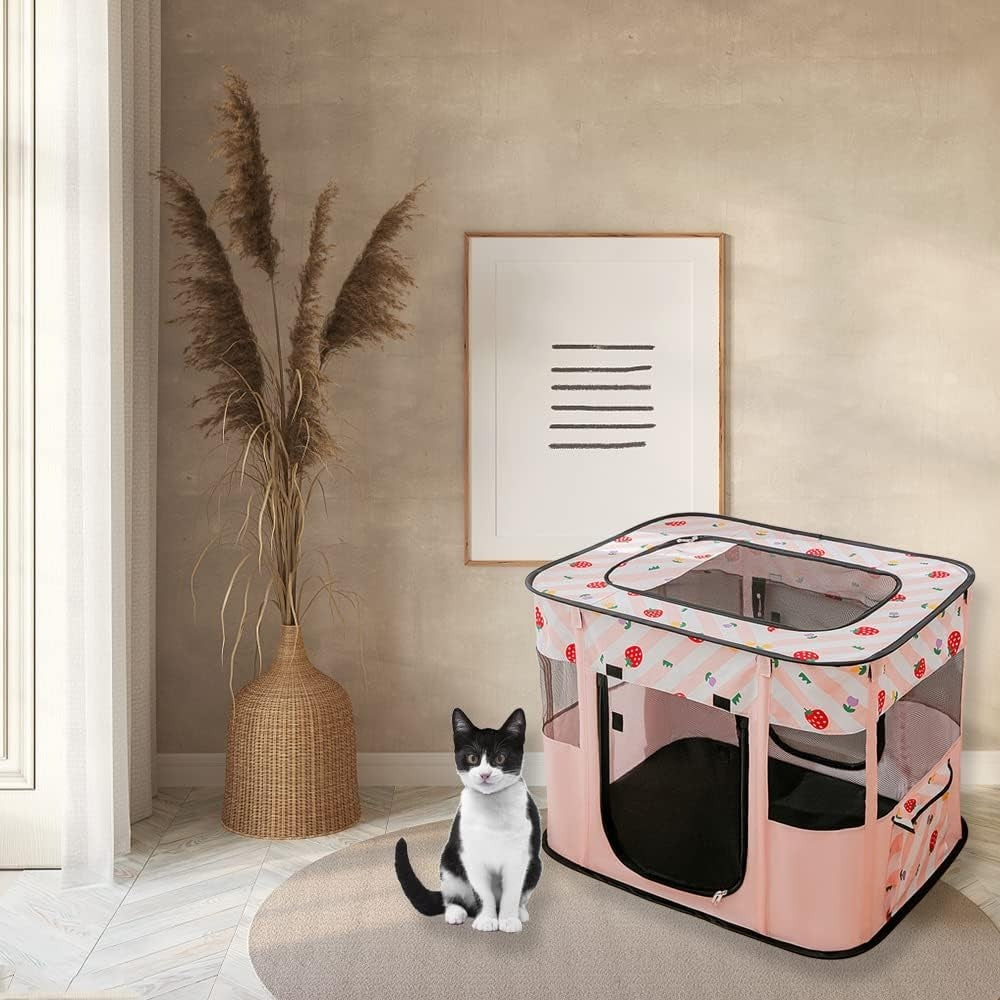 Foldable Pet Playpen Tent | Portable Puppy Cat Kennel Fence 80x60x55cm