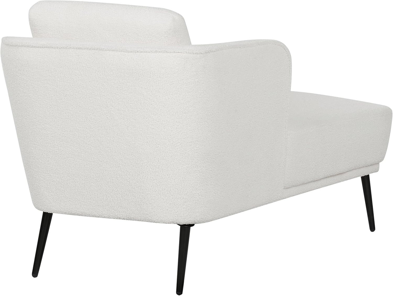 Retro Boucle Chaise Lounge Sofa Right Armrest Off-White Metal Legs
