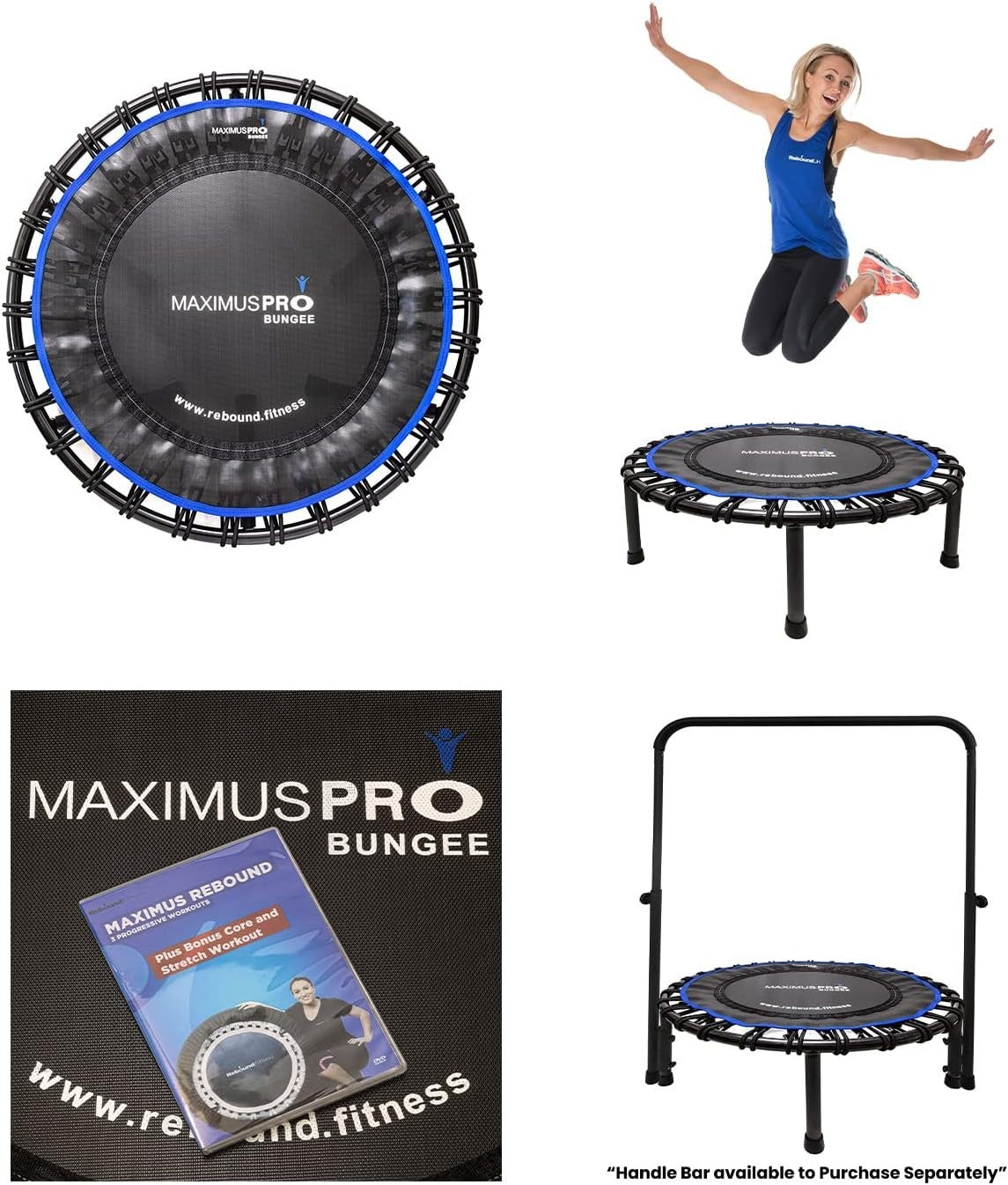 40in Silent Bungee Rebounder Mini Trampoline Low Impact Fitness 150KG