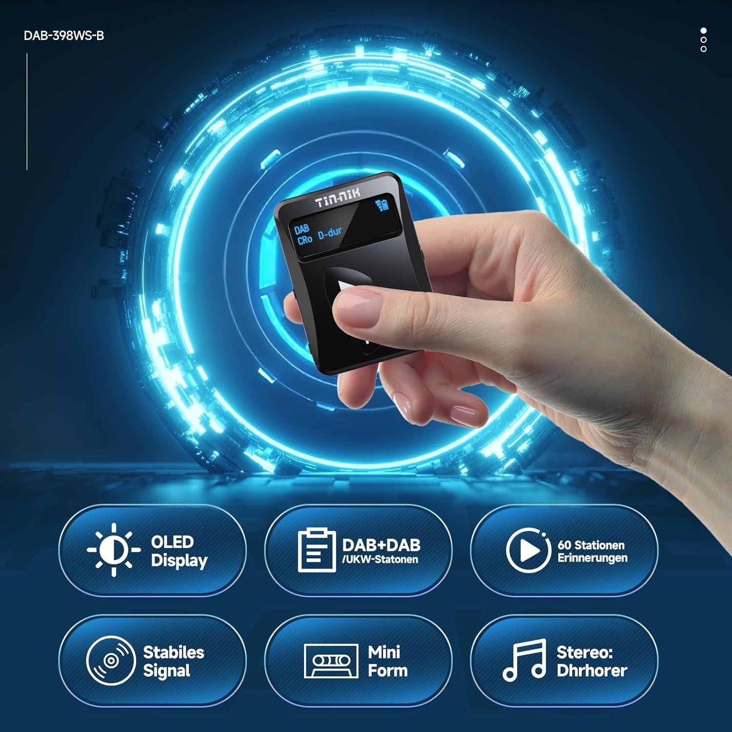 Portable DAB/DAB+ FM Digital Pocket Radio with Rechargeable Battery