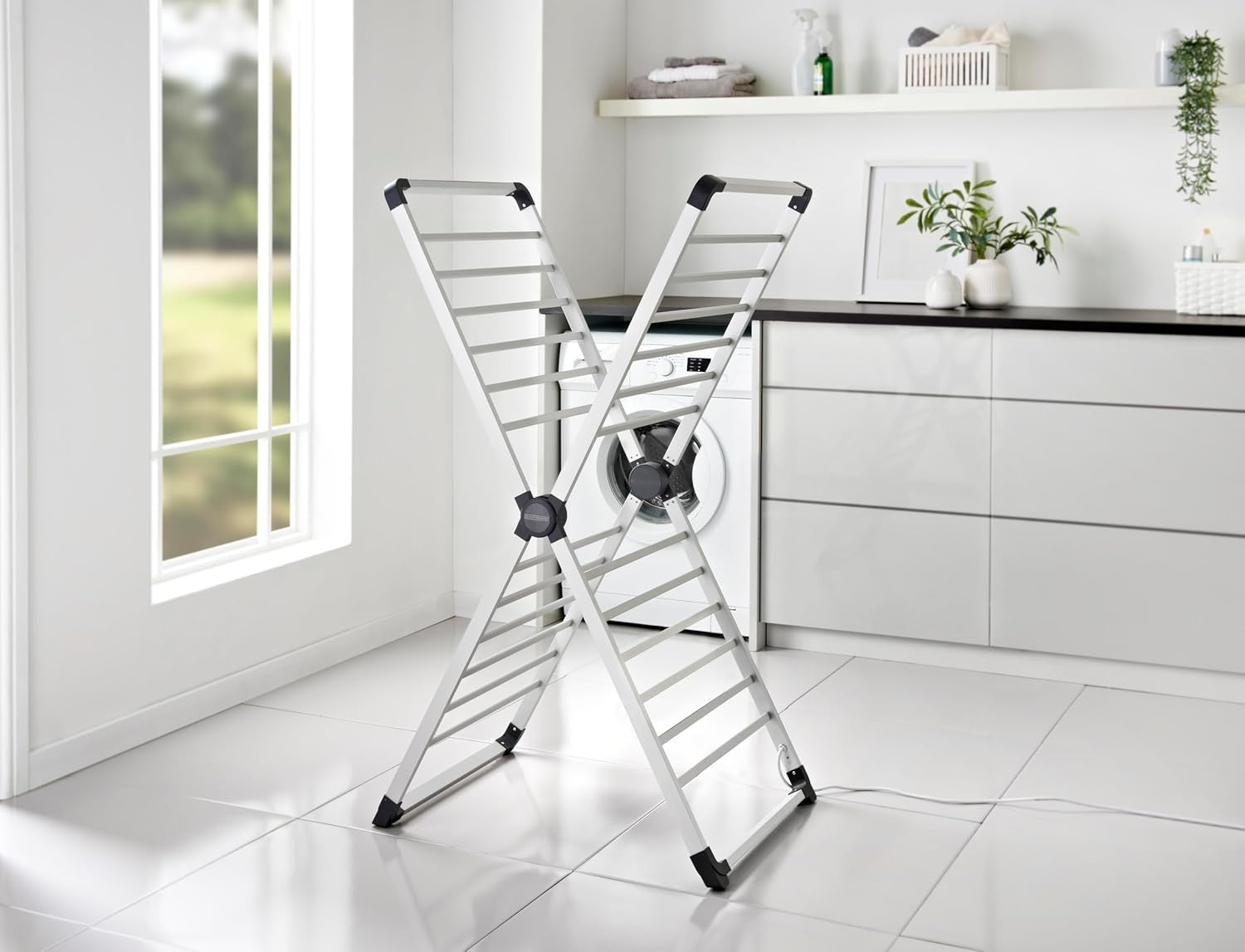 X Frame Heated Clothes Airer 12.5m Drying Space Foldable Energy Efficient
