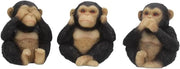 Three Wise Chimp Figurines 8cm Resin Monkey Ornaments See No Hear No Speak Decor