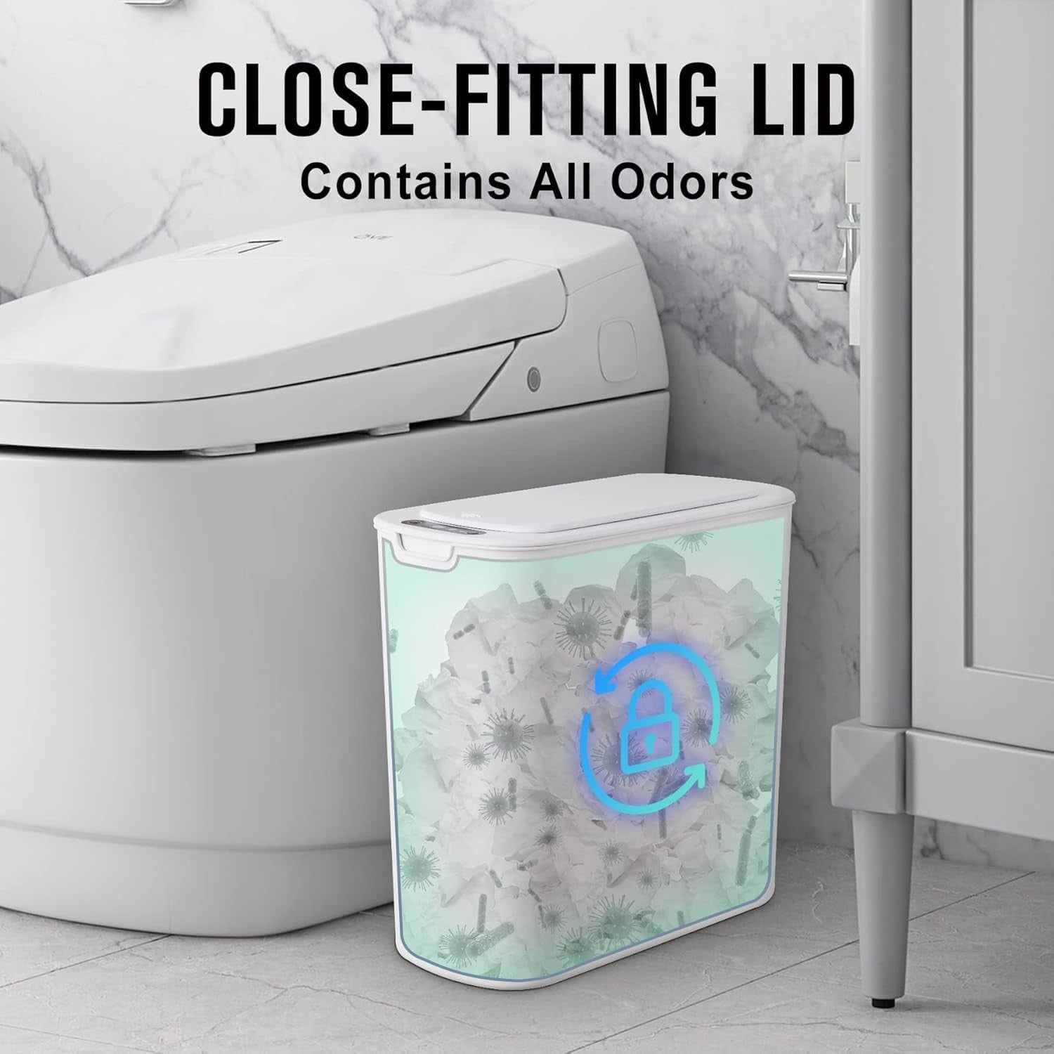 2.6G Touchless Motion Sensor Trash Can | Smart Bathroom Waste Bin
