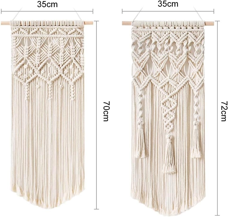 Set of 2 Macrame Wall Hangings Boho Chic 28"x13" Decor
