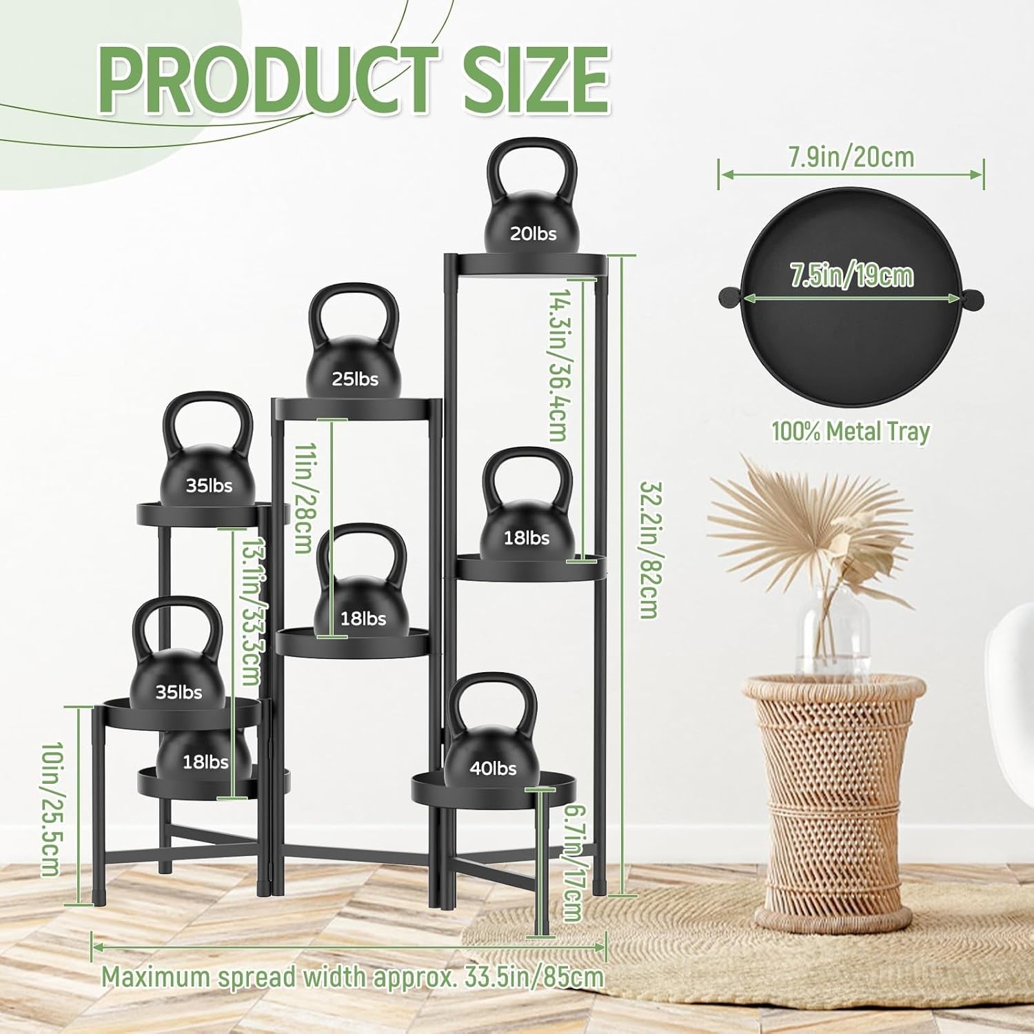 8 Tier Black Metal Plant Stand Indoor Outdoor Tall Corner Flower Shelf
