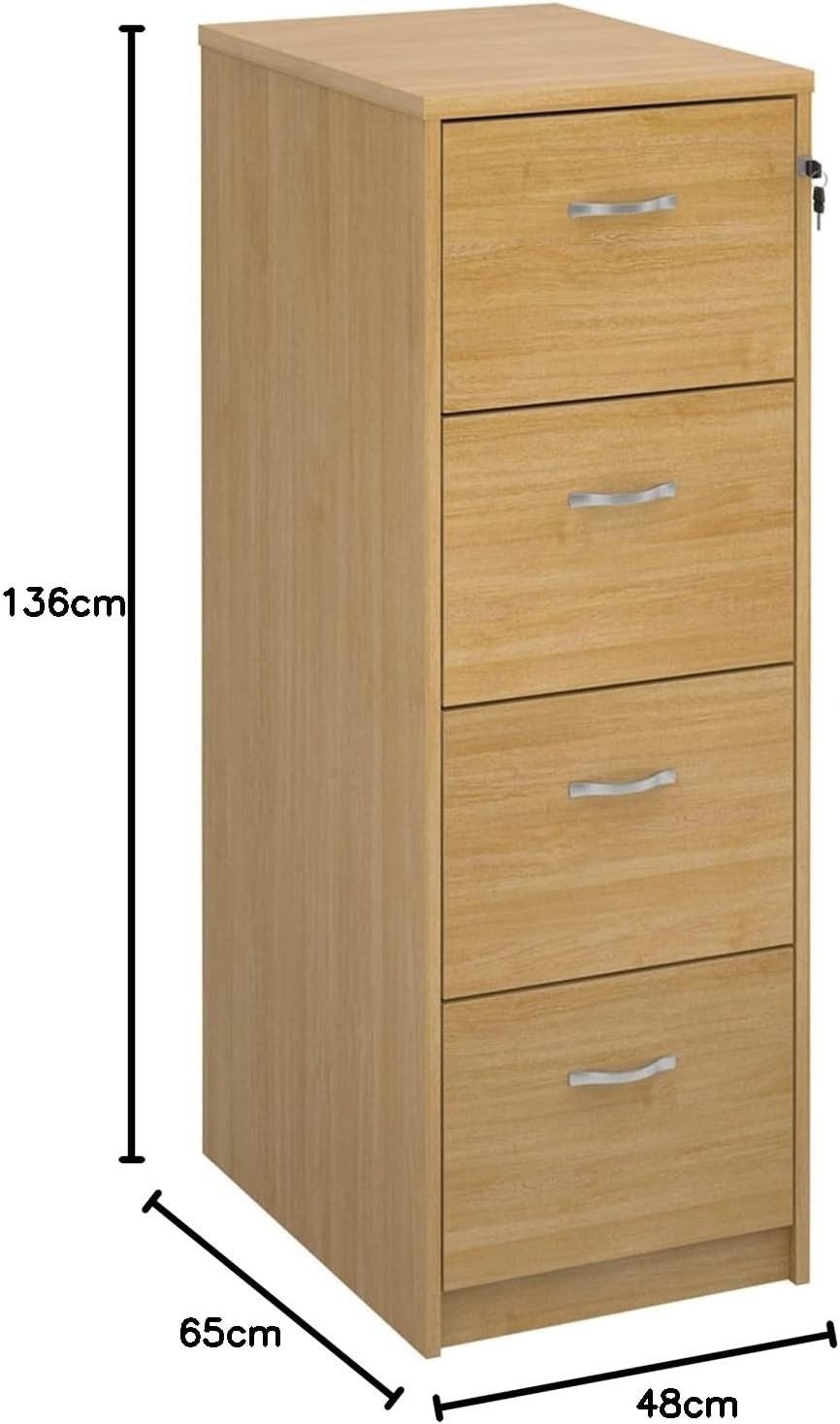 Oak Executive Filing Cabinet 4 Drawer Lockable Foolscap Storage