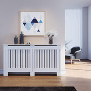 Large Radiator Cover Cabinet White Slat MDF Modern Heater Shelf Unit for Home