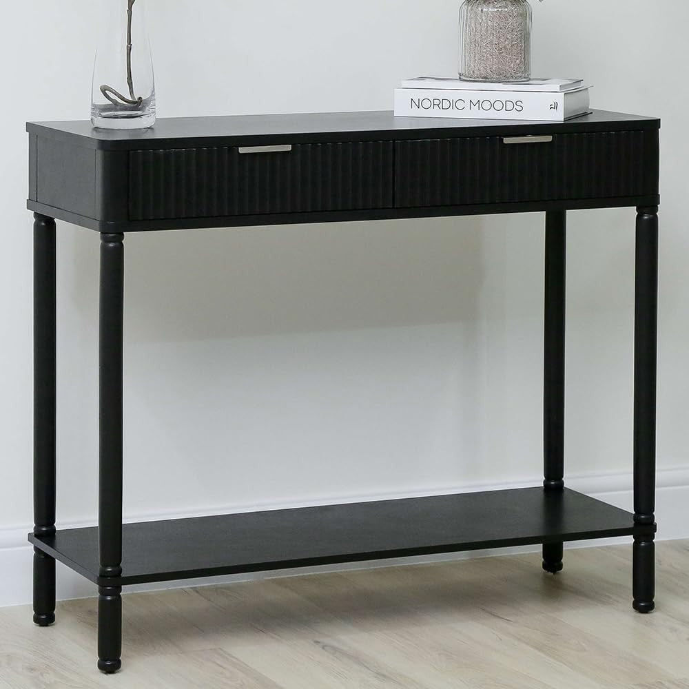 Slim Console Table with 2 Drawers & Storage Shelf – 75H x 90W x 32D cm