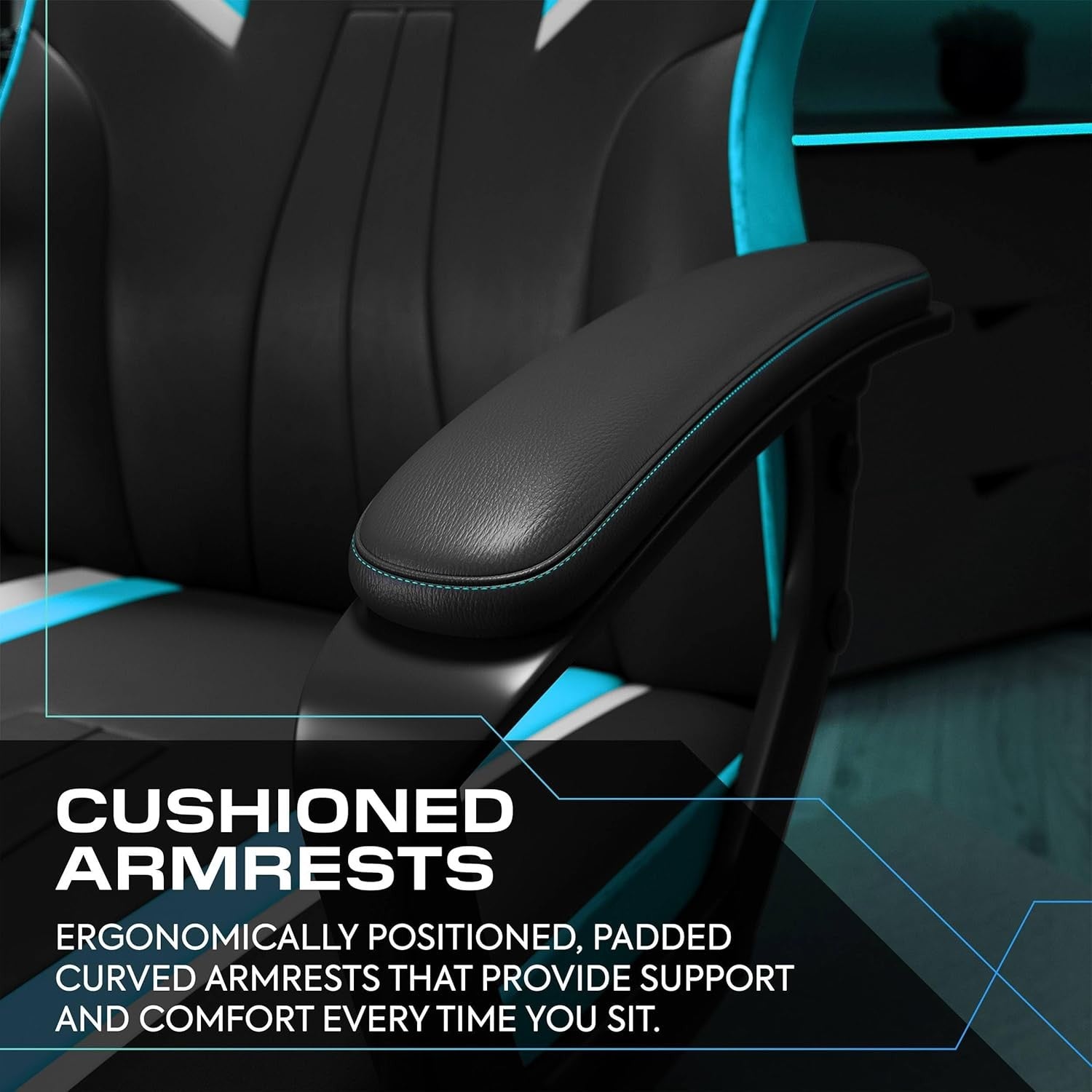 Ergonomic Gaming Chair High Back Wide Seat Adjustable Blue