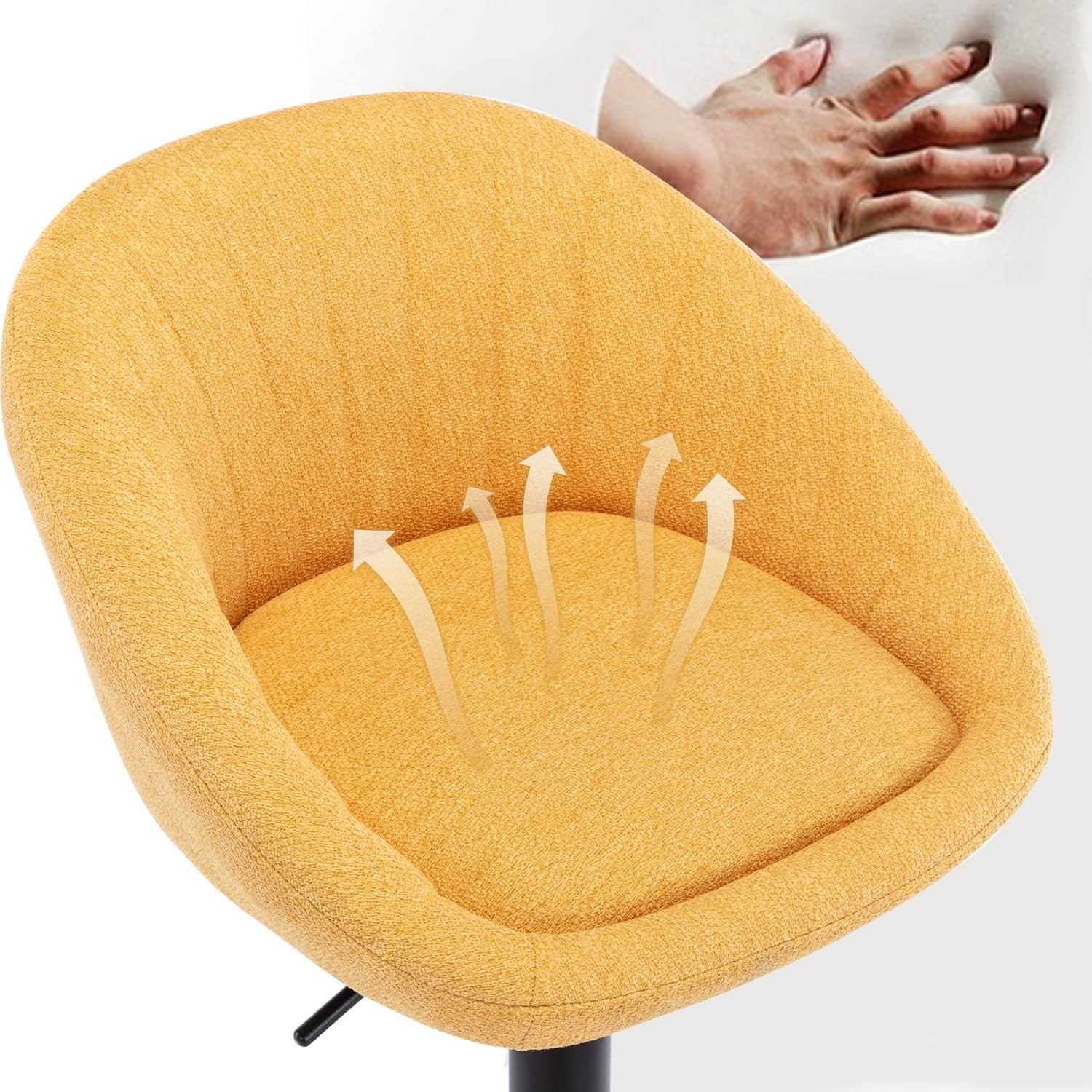 Bar Stools Set of 2 | Yellow L-Shaped Adjustable Counter Chairs