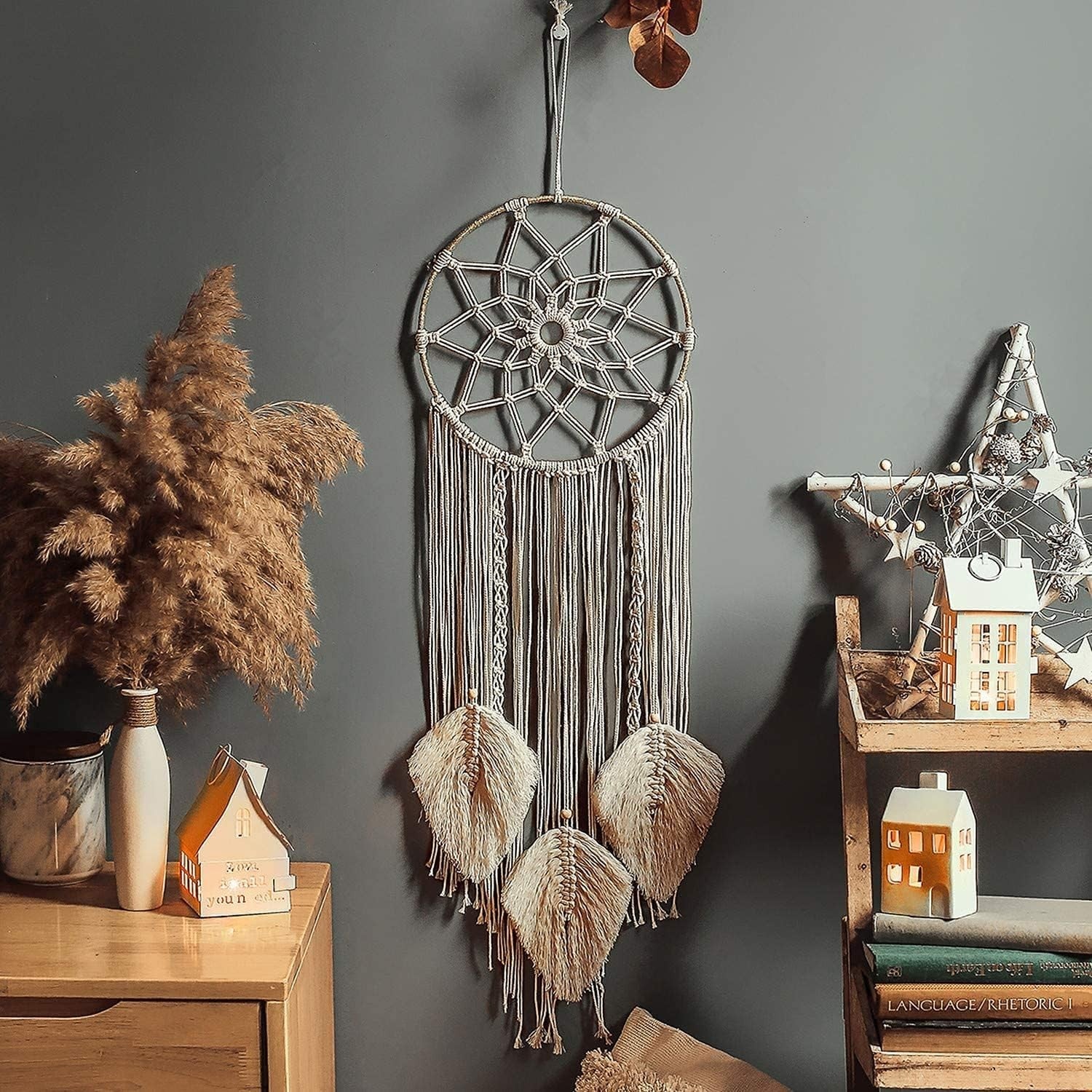Boho Macrame Dream Catcher 30"x10" Handmade Wall Hanging Decor