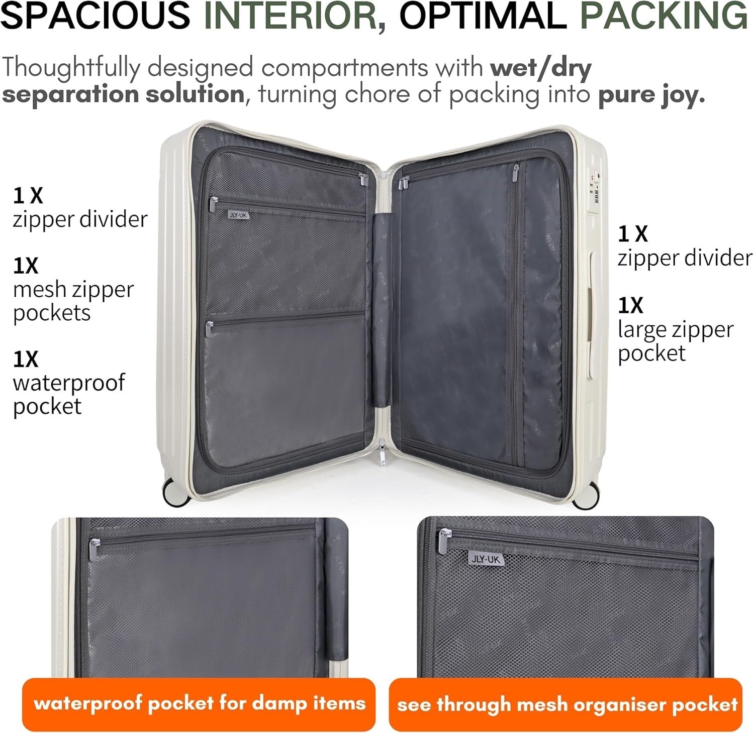Extra Large Hard Shell Travel Suitcase TSA Lock 4 Wheel Spinner Cup Holder