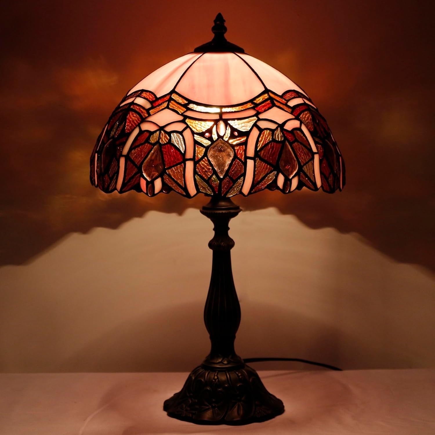 Stained Glass Tiffany Table Lamp 30x30x48cm Antique Style Warm Light