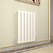 Horizontal Designer Radiator White Flat Panel 600x408mm Single Central Heating
