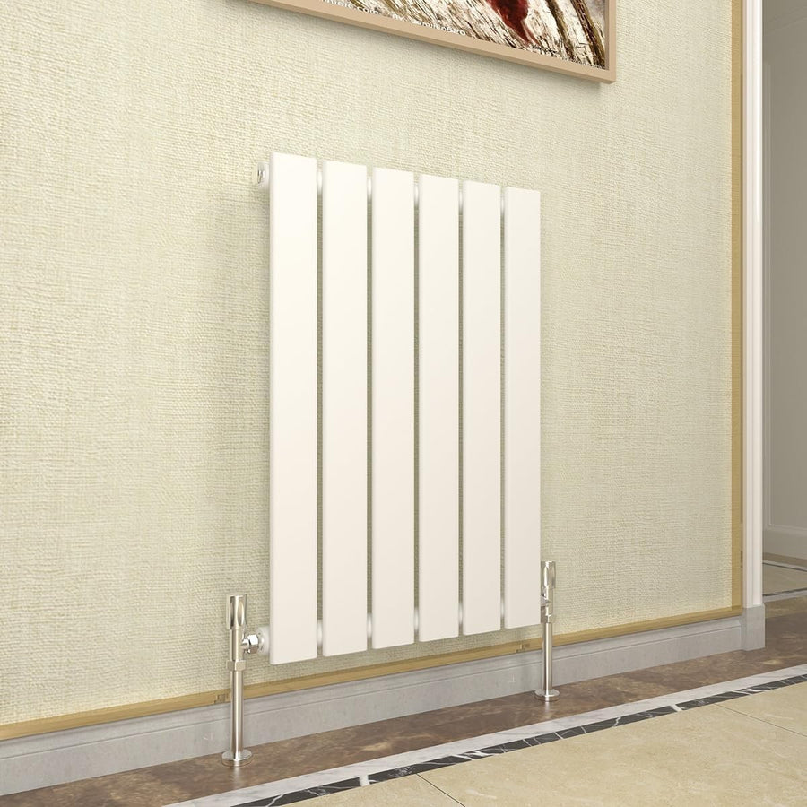 Horizontal Designer Radiator White Flat Panel 600x408mm Single Central Heating