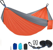 Double Camping Hammock 2-Person 600lb Heavy Duty Portable Outdoor Orange & gray