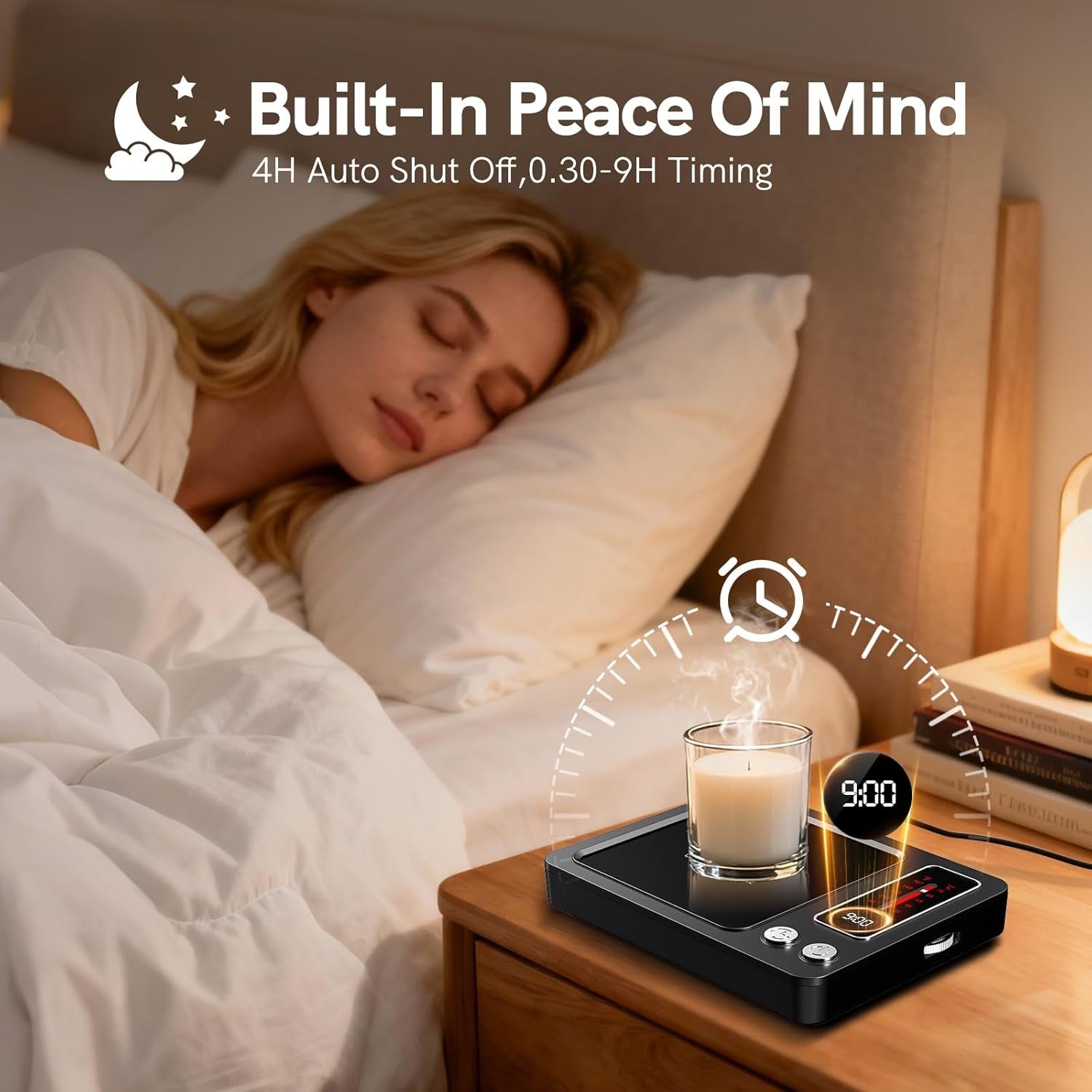 Coffee Mug Warmer 35-75°C 5 Temp 9H Auto Shut Off Desk Heater Black