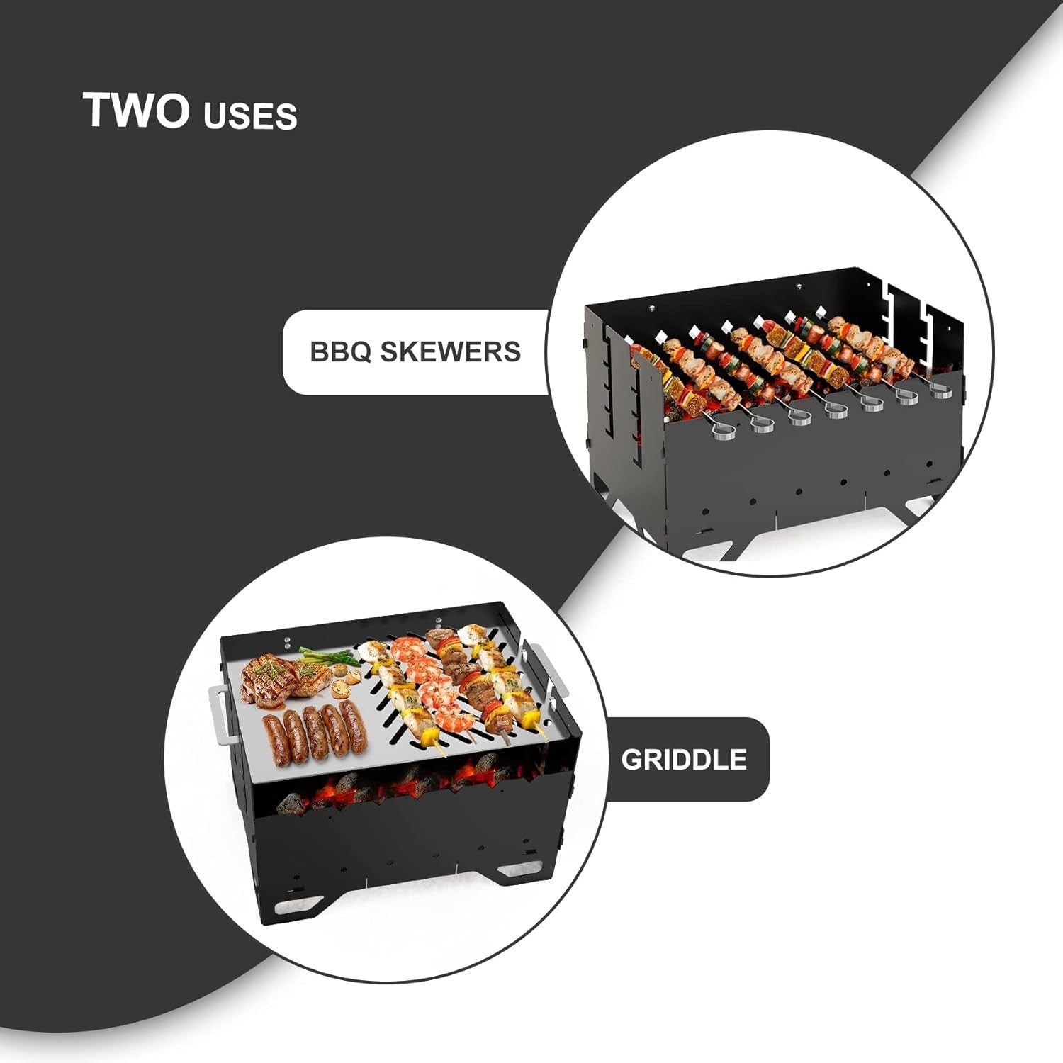Portable Foldable Charcoal BBQ Grill with Skewers Set – Outdoor Camping Picnic