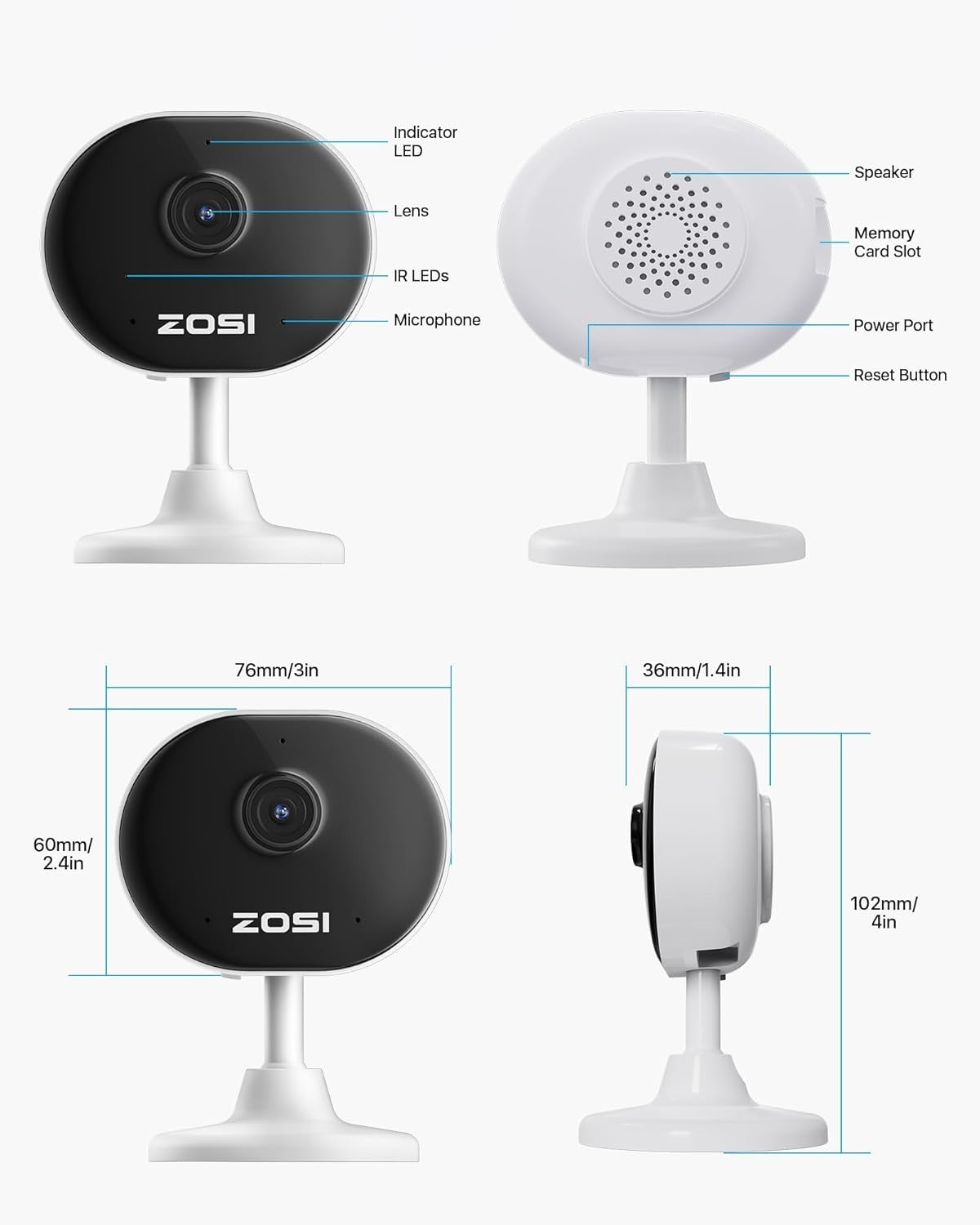 1080P WiFi Indoor Security Camera 2 Pack Baby Monitor Pet Camera Alexa