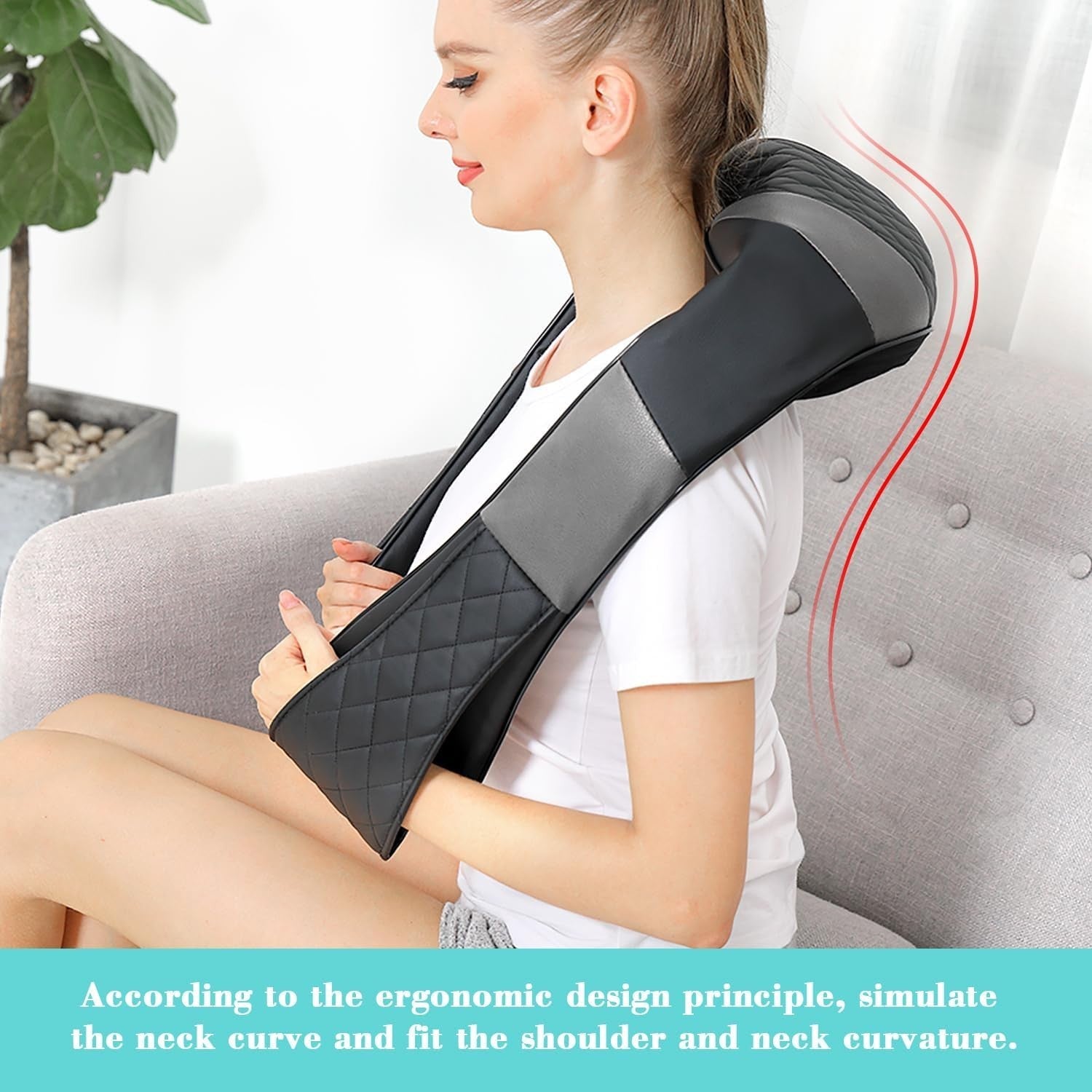 Heated Shiatsu Neck & Shoulder Massager Deep Tissue Kneading for Back Pain