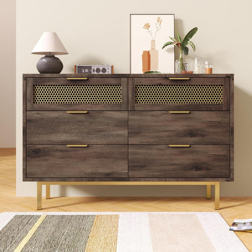 Rustic Sideboard Cabinet 6 Drawer Storage Cupboard for Living Room Kitchen