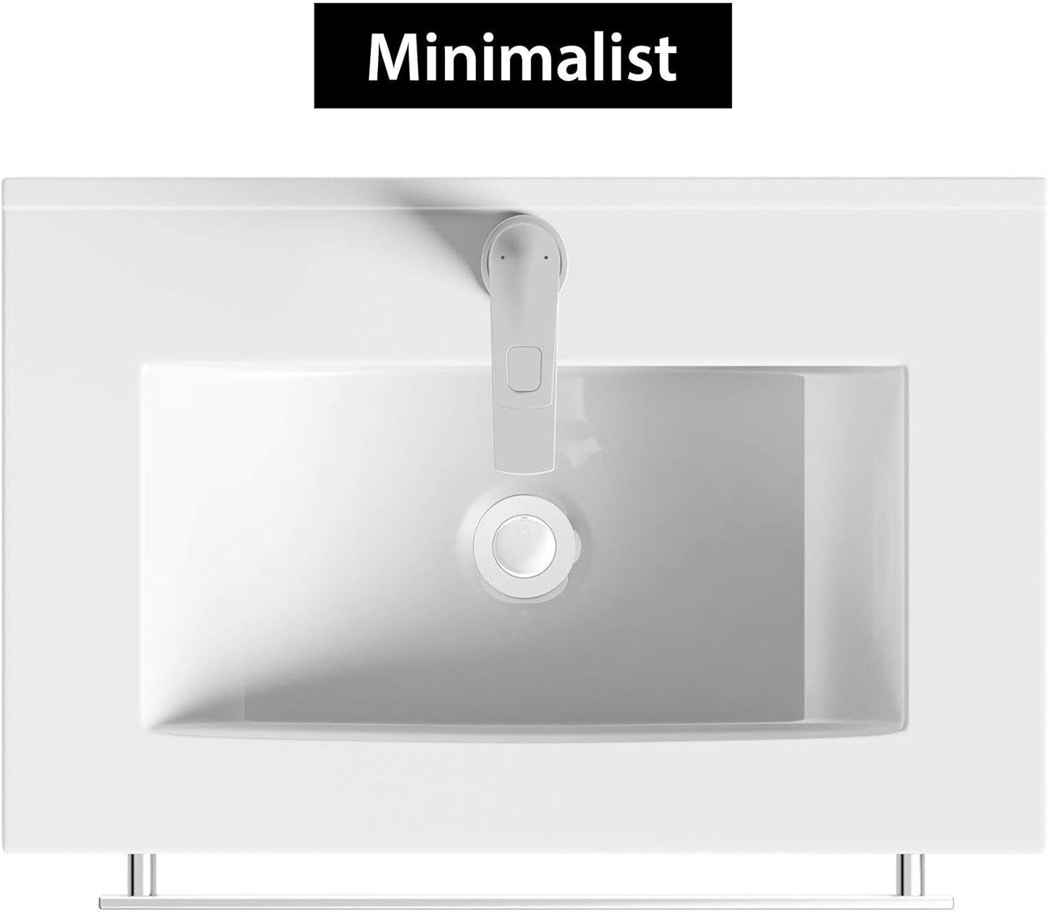 500mm White Bathroom Vanity Unit with Basin Gloss Floor Standing Sink Cabinet