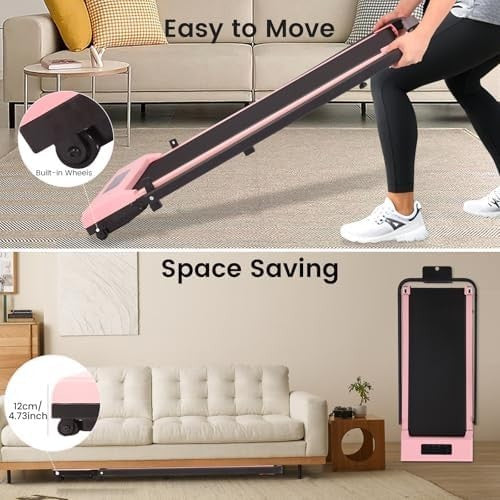 3-in-1 Foldable Walking Pad Under Desk Treadmill w/ Handle 10km/h Quiet Home Use