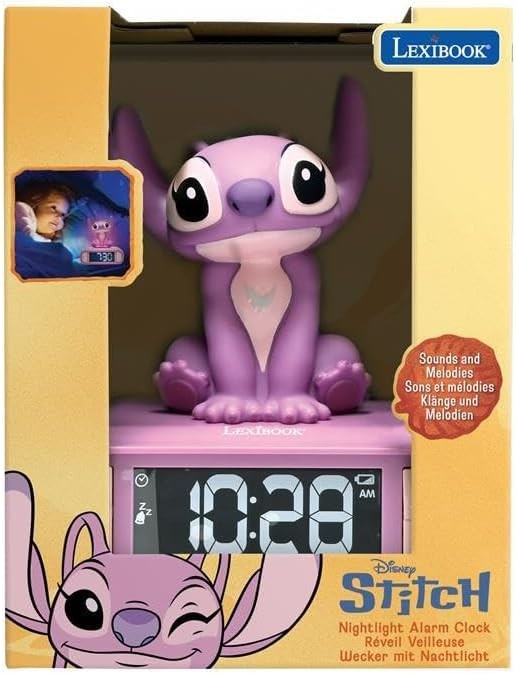 Kids Alarm Clock Night Light LED Display Snooze Sounds Cute Bedroom Gift