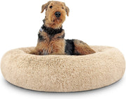 Large Plush Donut Dog Bed 91cm Calming Round Nest Washable