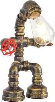 Industrial Vintage Steampunk Table Lamp Water Pipe Desk Light with Edison Bulb