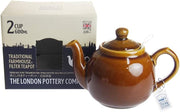 Ceramic Teapot with Infuser 600ml Brown Farmhouse Loose Leaf Tea Pot