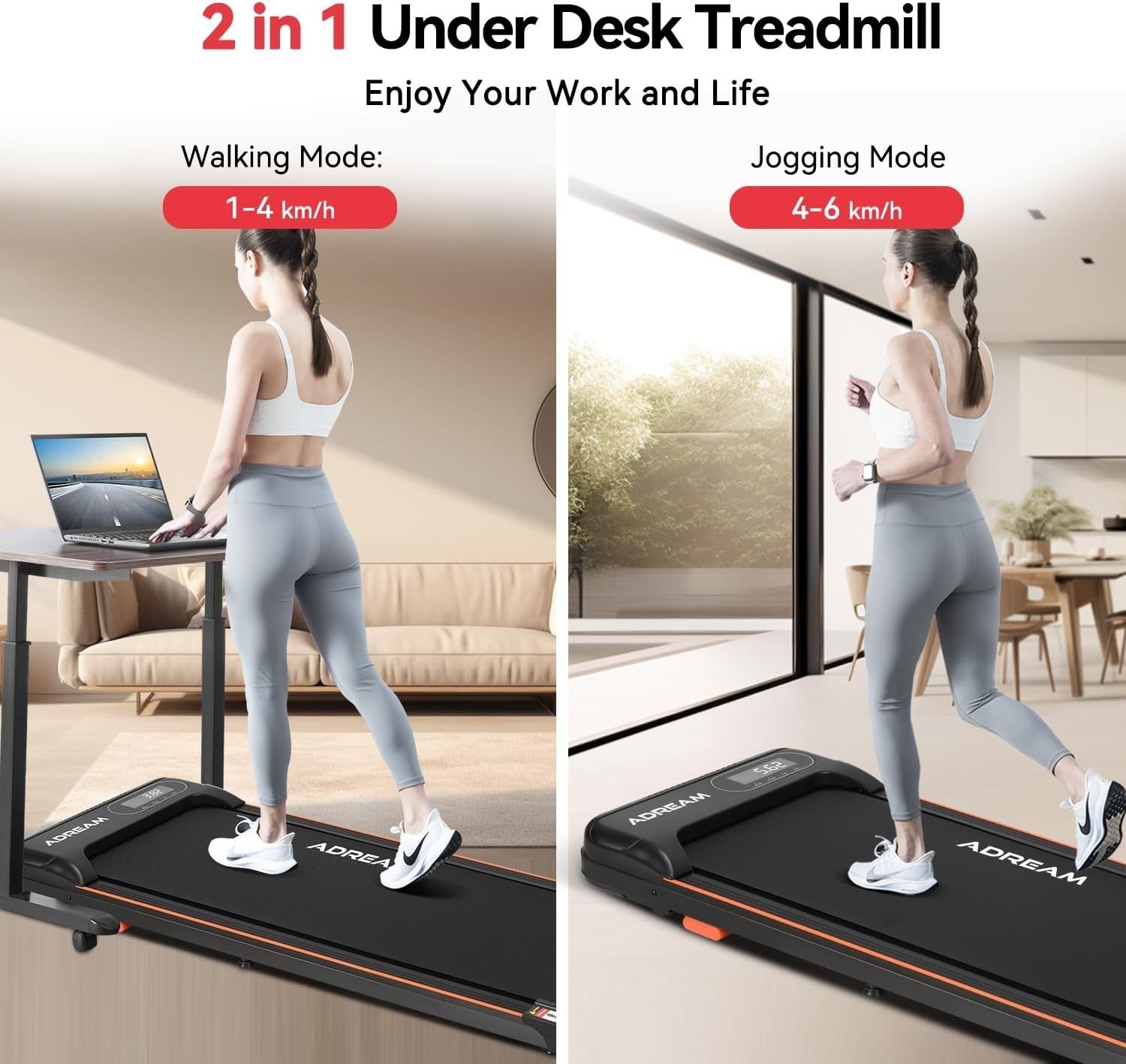 Foldable Under Desk Treadmill with Incline & Remote – Home Walking Jogging
