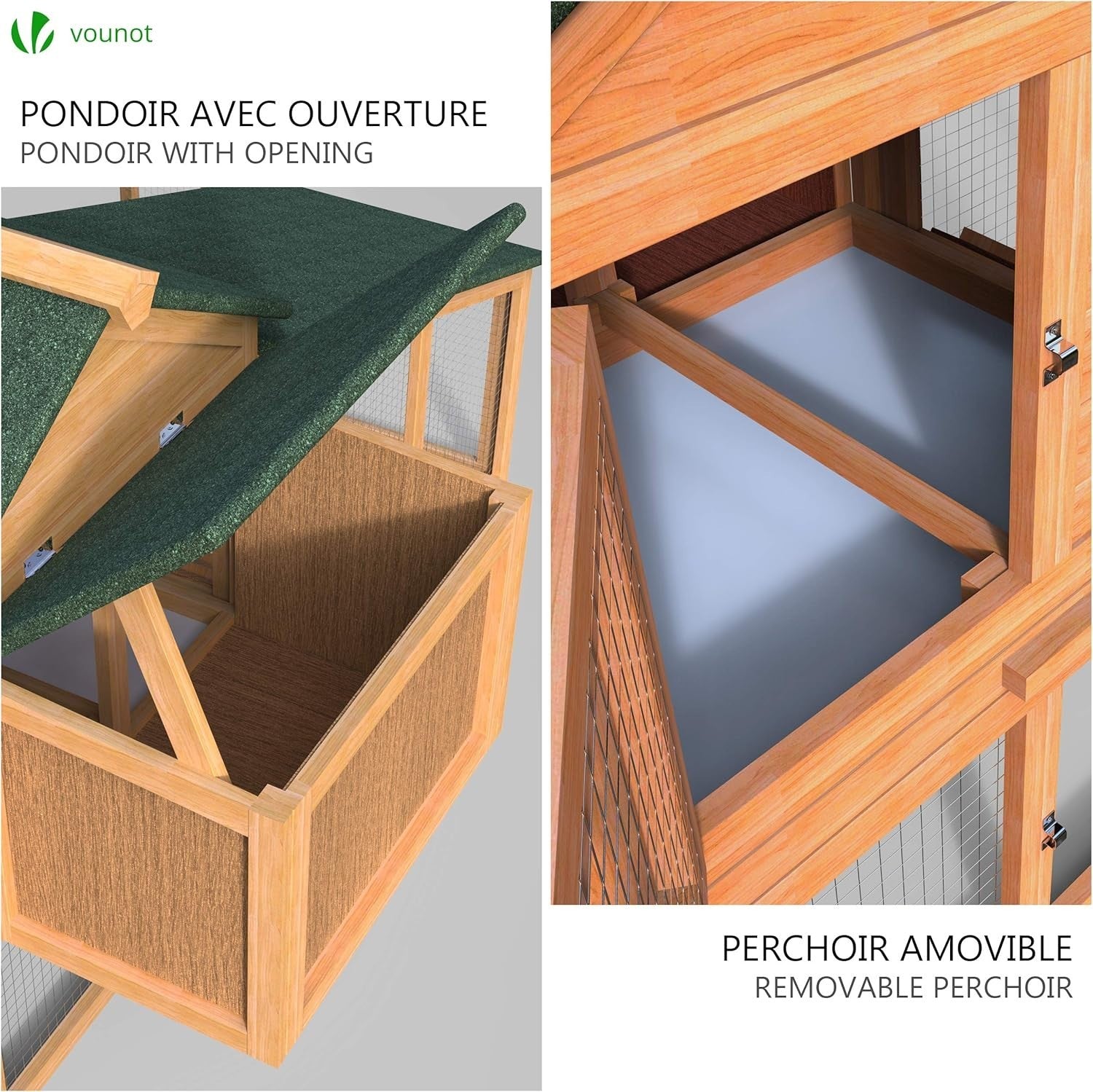 Small Wooden Chicken Coop with Run Nest Box Easy Clean Hutch 2 Hens