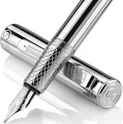 Luxury Silver Chrome Fountain Pen Medium Nib Heavy Brass