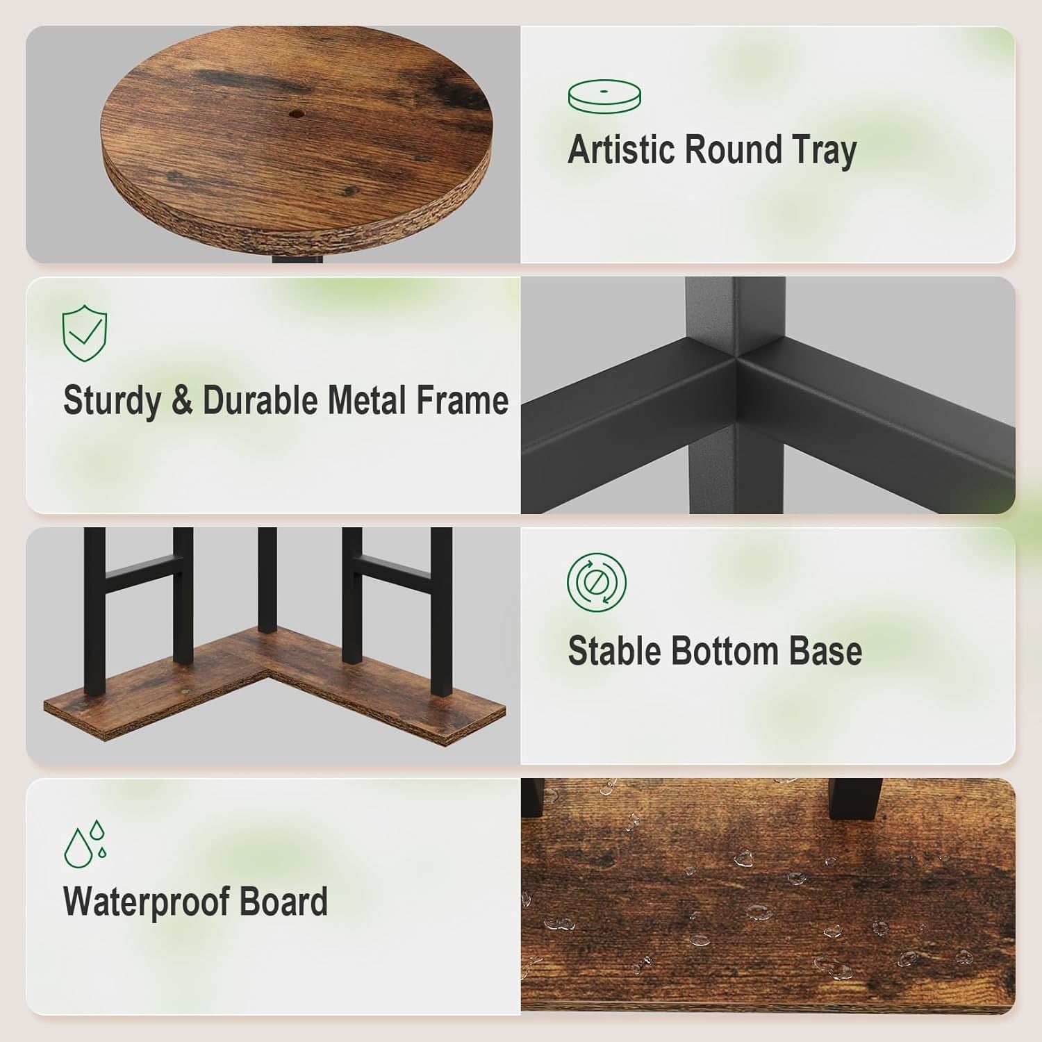 6 Tier Rustic Brown Metal Wood Plant Stand | Indoor Corner Shelf for Multiple