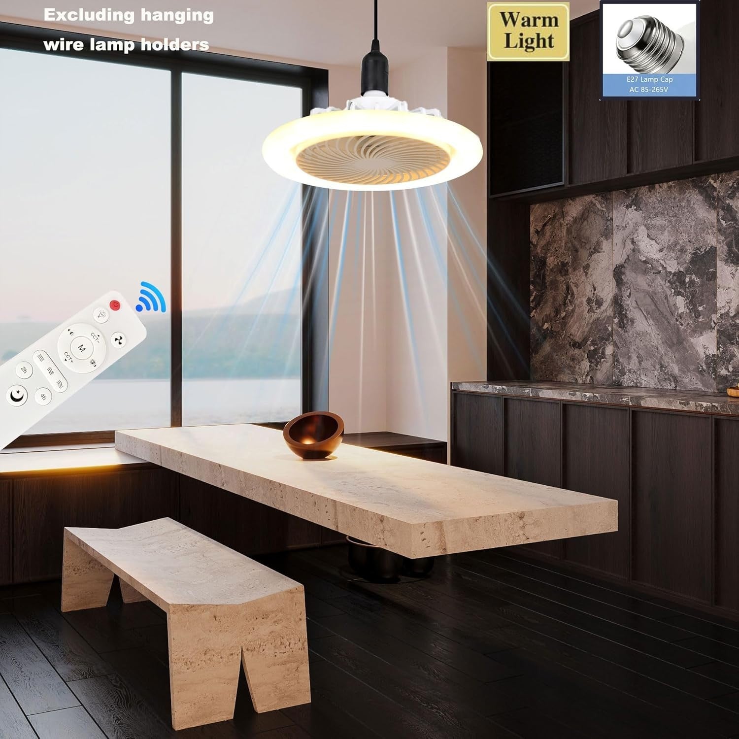LED Ceiling Fan with Remote, 3 Speeds, 3 Colors, White