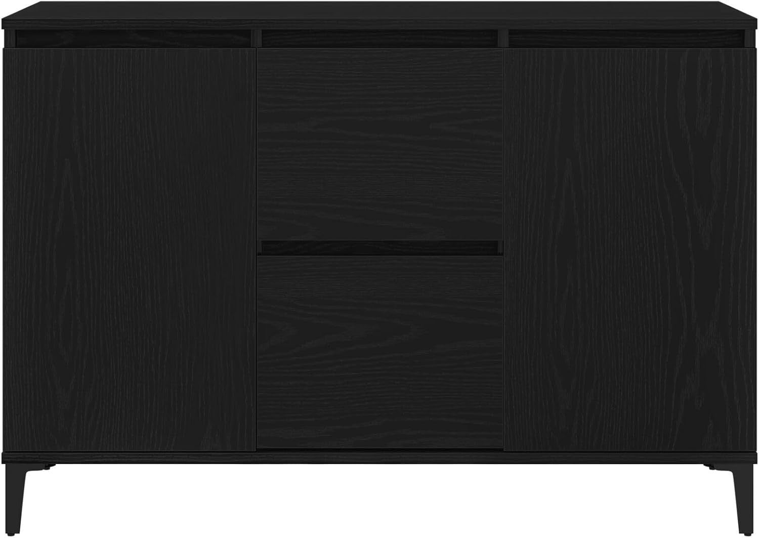Black Oak Sideboard Cabinet Matte Finish Storage Unit Dining Living Room