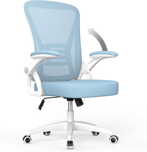 Ergonomic Office Chair Mesh Back Flip-Up Arms Adjustable Swivel Home Desk Seat
