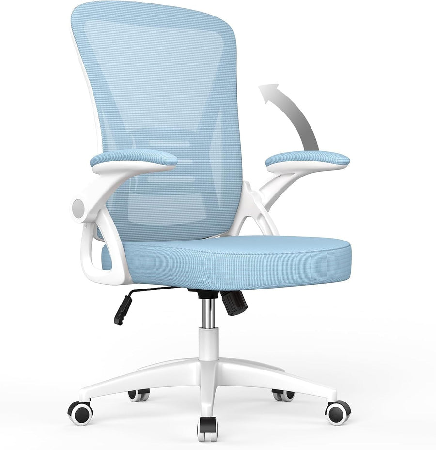 Ergonomic Office Chair Mesh Back Flip-Up Arms Adjustable Swivel Home Desk Seat