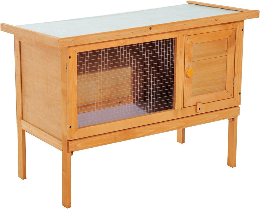 Wooden Rabbit Hutch Outdoor Elevated Guinea Pig Cage with Sliding Tray
