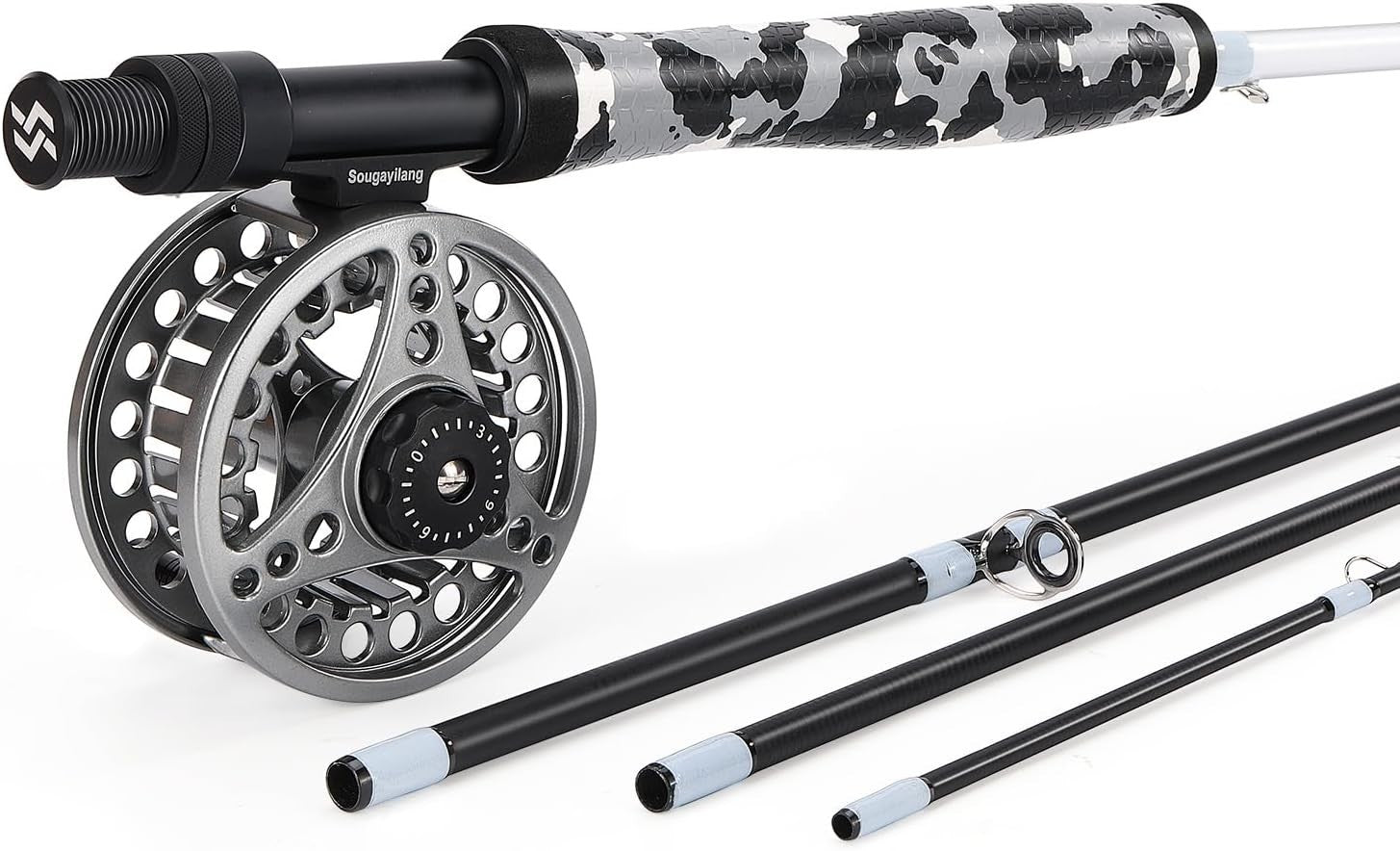 Fly Fishing Combo 9ft Carbon Rod & Reel Kit with Case & Flies – Black
