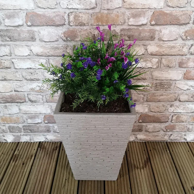 Tall Stone Effect Slate Garden Planter 45cm Indoor Outdoor Frostproof