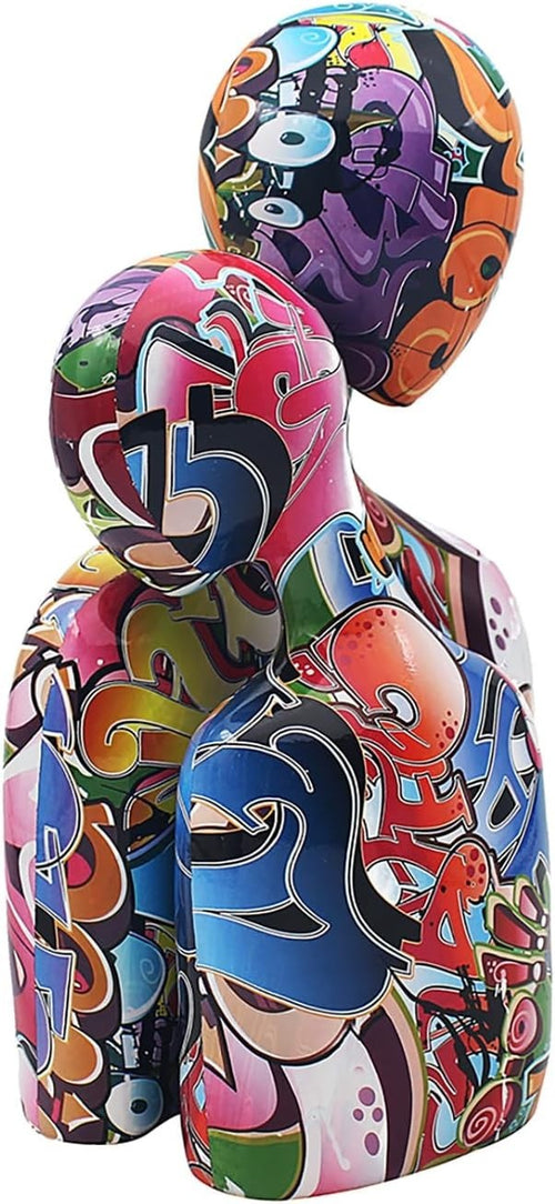 Graffiti Embrace Figurine Large Resin Sculpture Colourful Modern Art Home