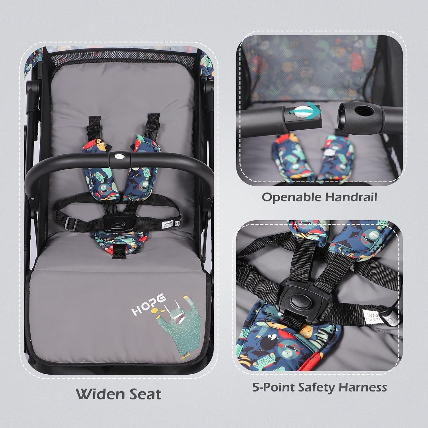 Compact Lightweight Travel Pushchair Buggy One-Hand Fold Newborn–3Y 15kg