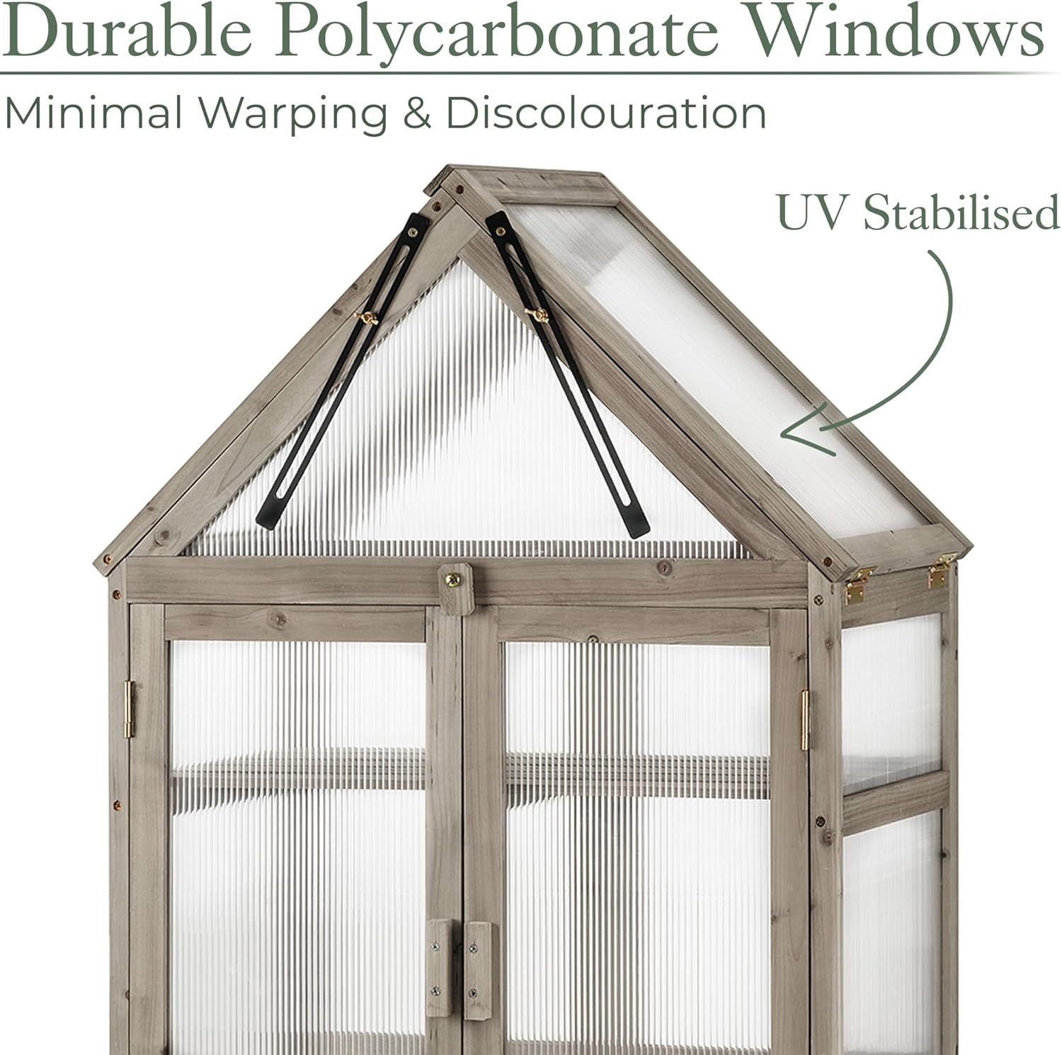Wooden Lean-To Greenhouse Cold Frame | Polycarbonate Windows Garden Growhouse