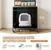 Hidden Cat Litter Box Furniture with Ventilation & Towel Rail, Espresso