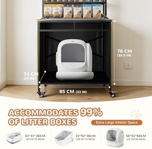 Hidden Cat Litter Box Furniture with Ventilation & Towel Rail, Espresso
